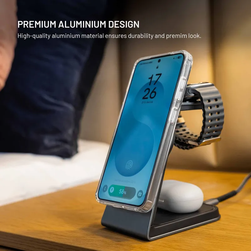 FIXED 3in1 Mag ALU 25W Qi2.2 Wireless Samsung Charging station Space Grey - 8019270