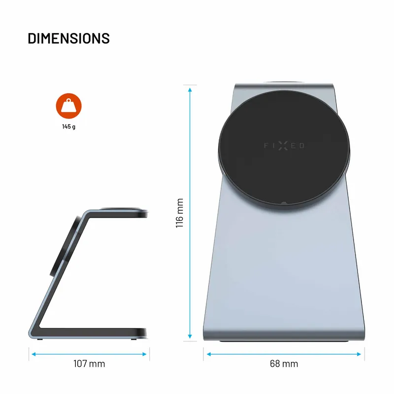FIXED 3in1 Mag ALU 25W Qi2.2 Wireless Samsung Charging station Space Grey - 8019270