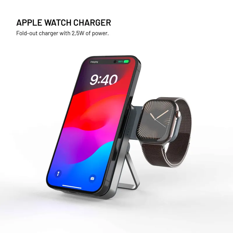 FIXED MagZen 5 Stand Qi2 20W Power Bank 5000mAh + Apple Watch charger Grey - 8018895