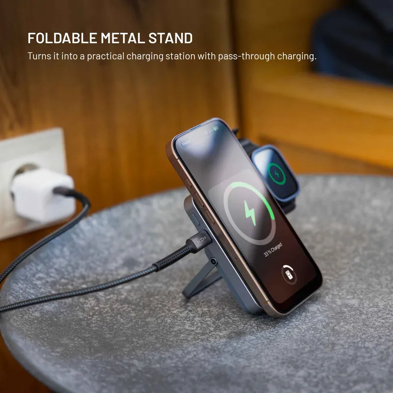 FIXED MagZen 5 Stand Qi2 20W Power Bank 5000mAh + Apple Watch charger Grey - 8018895