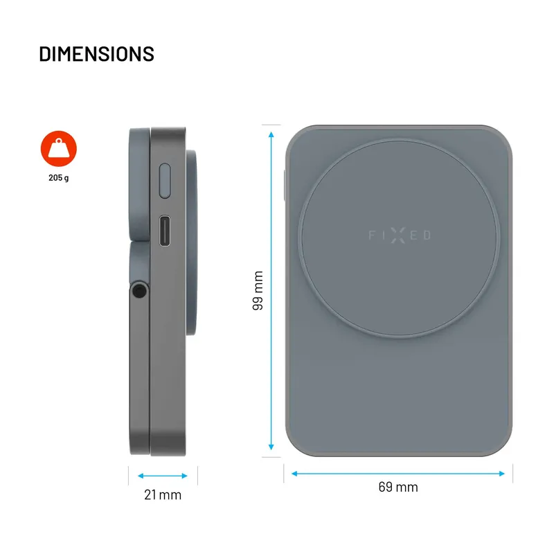 FIXED MagZen 5 Stand Qi2 20W Power Bank 5000mAh + Apple Watch charger Grey - 8018895
