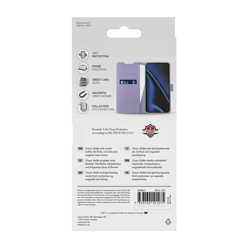 X2O Classic Wallet Samsung Galaxy A57 5G Lavender - 3410127