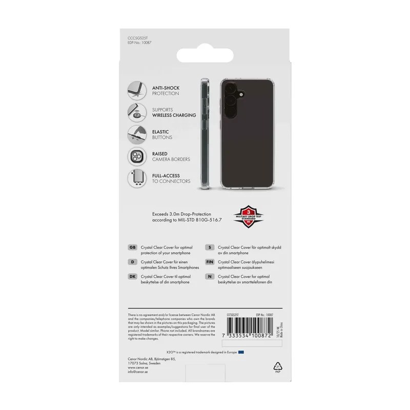 X2O Crystal Clear Cover Samsung Galaxy S25 Clear - 3410087