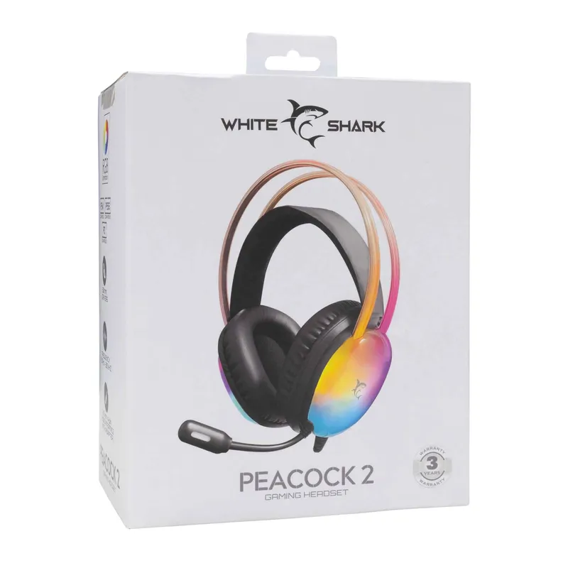 White Shark PEACOCK-2 Over-Ear RGB Gaming Headset Black - 9450743