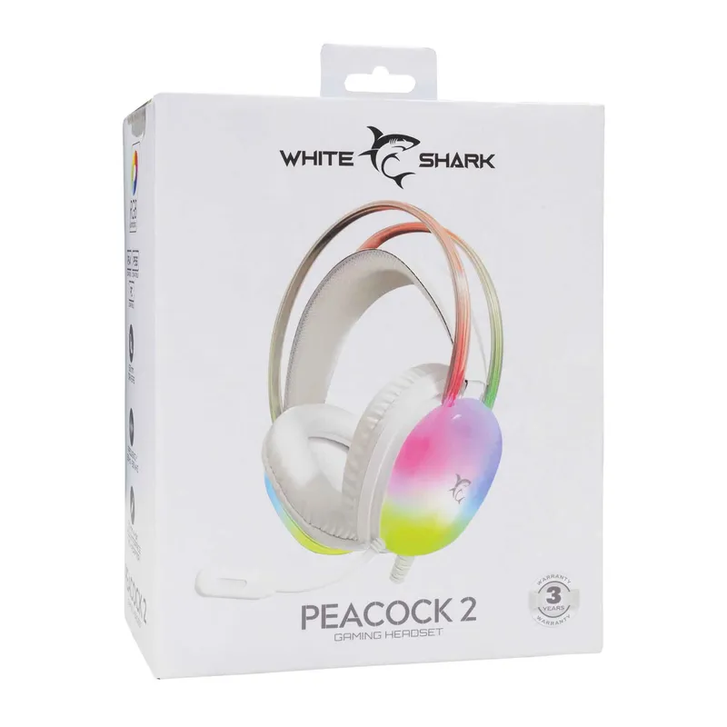 White Shark PEACOCK-2 Over-Ear RGB Gaming Headse White - 9450744