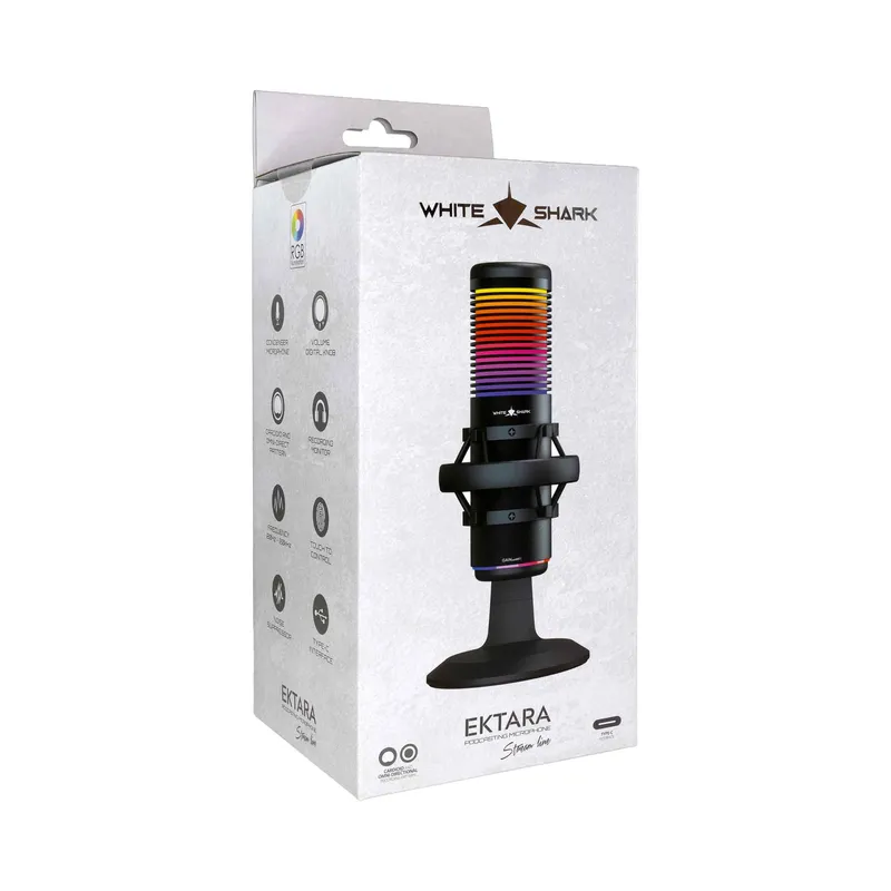 White Shark EKTARA RGB USB Microphone Black - 9450966