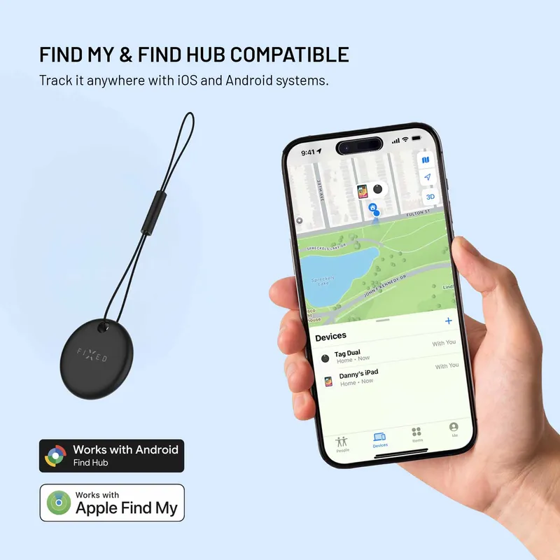 FIXED TAG Dual Tracker locator for Apple and Android Black - 8018829