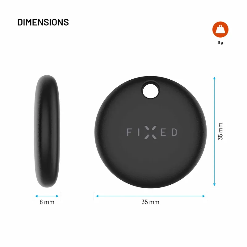 FIXED TAG Dual Tracker locator for Apple and Android Black - 8018829