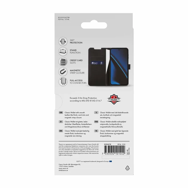 X2O Classic Wallet Samsung Galaxy A27 5G Black - 3410144