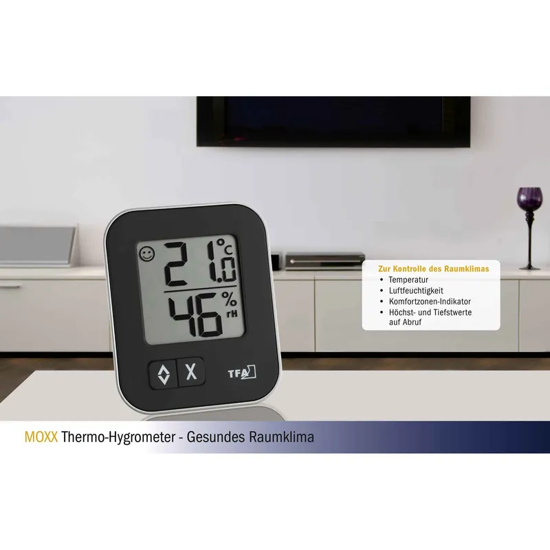TFA Digital Thermo-Hygrometer MOXX Black - 1602292