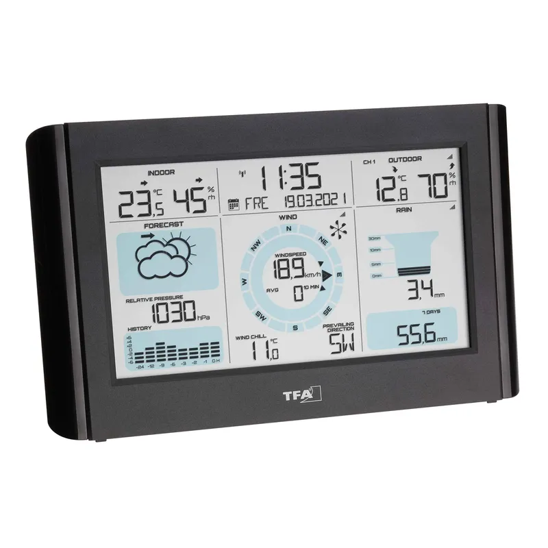 TFA Wireless Weather Station WEATHER PRO Wind And Rain Gauge Black - 1603723