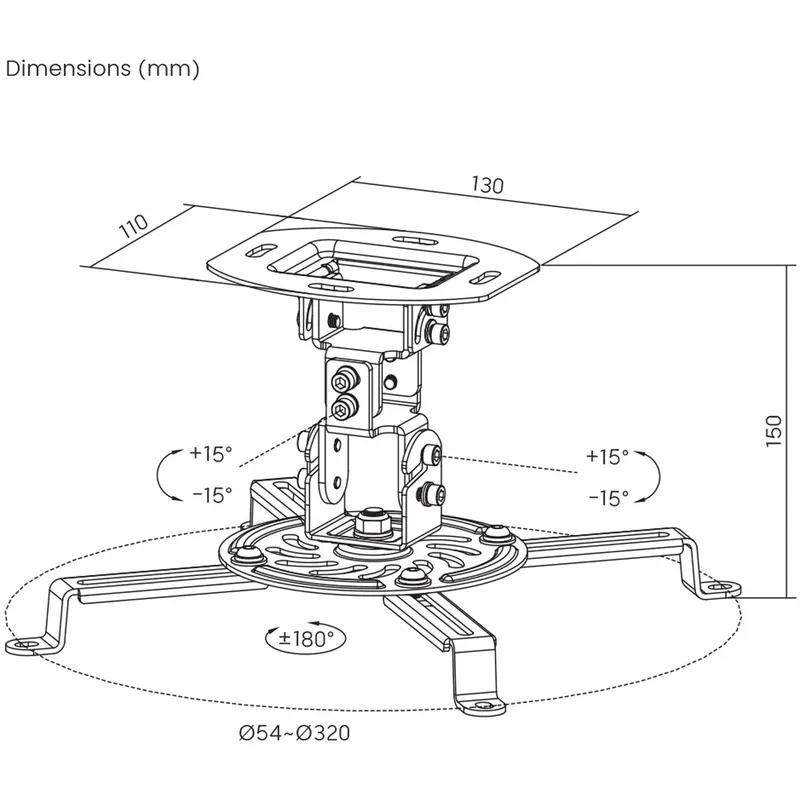SBOX Projector Ceiling Mount 13.5kg White - 2053334