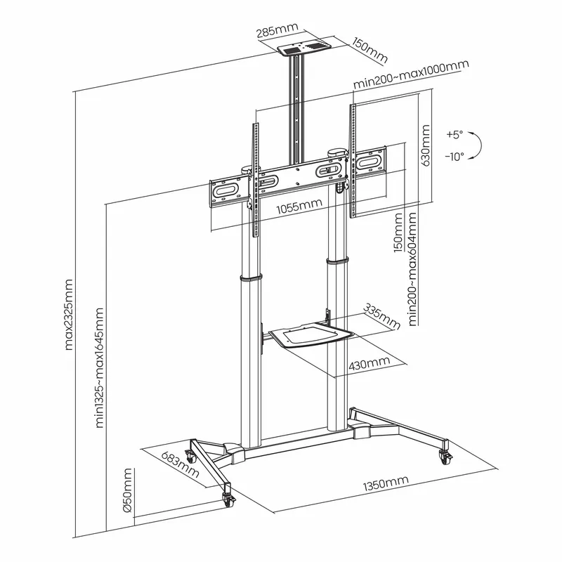 SBOX Mobile Floor Stand VESA 1000/100