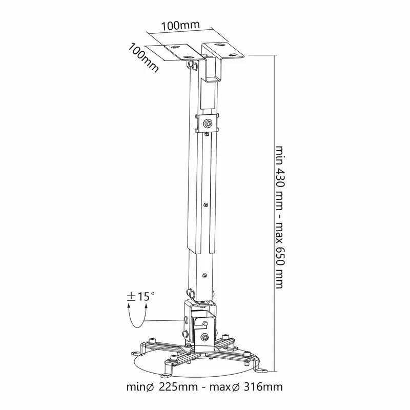 SBOX Projector Ceiling Mount 20kg Black - 2053714