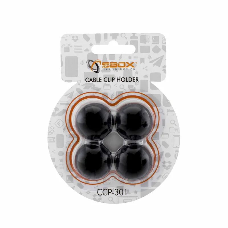 SBOX Cable Clip Holder 4pcs Black - 2053748