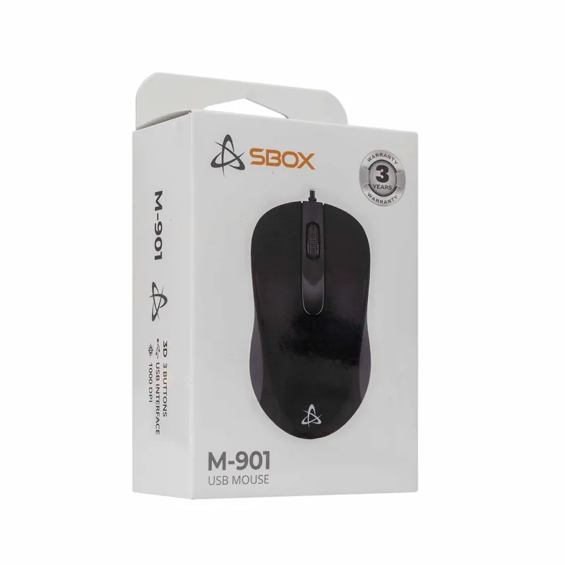 SBOX Wired USB Mice 3D 1.000dpi Black - 2053875