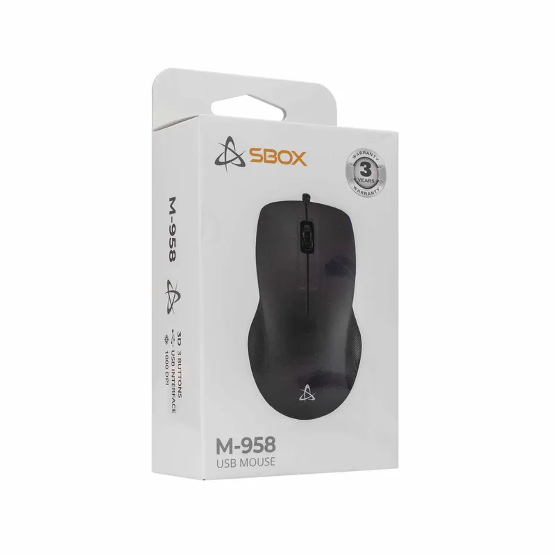 SBOX Wired USB Mice 3D 1.000dpi Black - 2053830