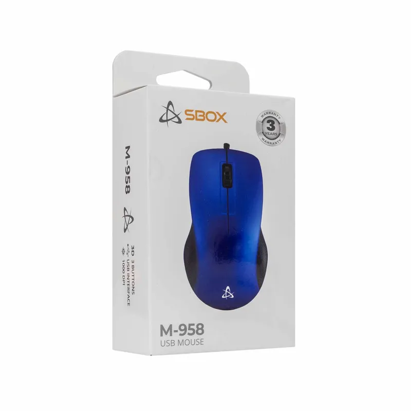 SBOX Wired USB Mice 3D 1.000dpi Blue - 2053832