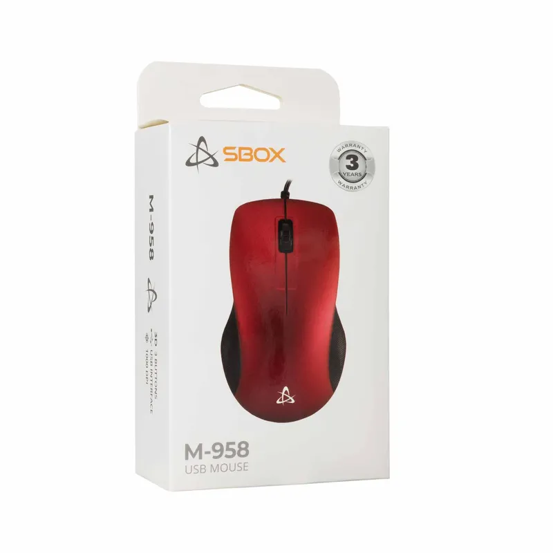 SBOX Wired USB Mice 3D 1.000dpi Red - 2053831