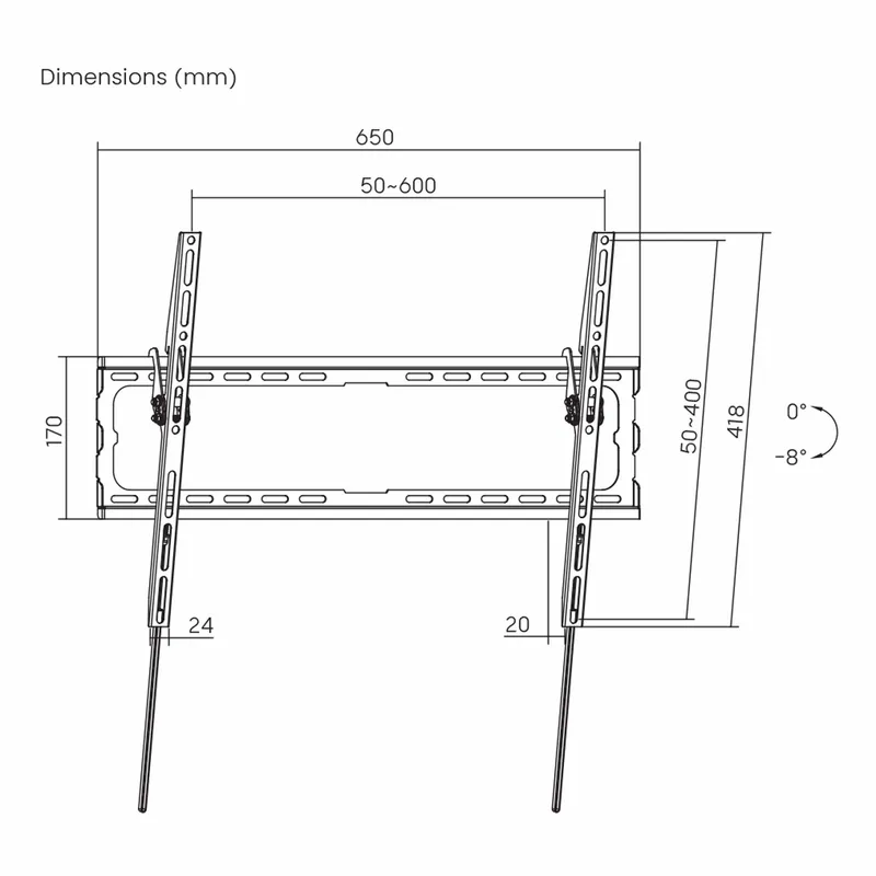 SBOX Slim Tilt Mount VESA 600/80