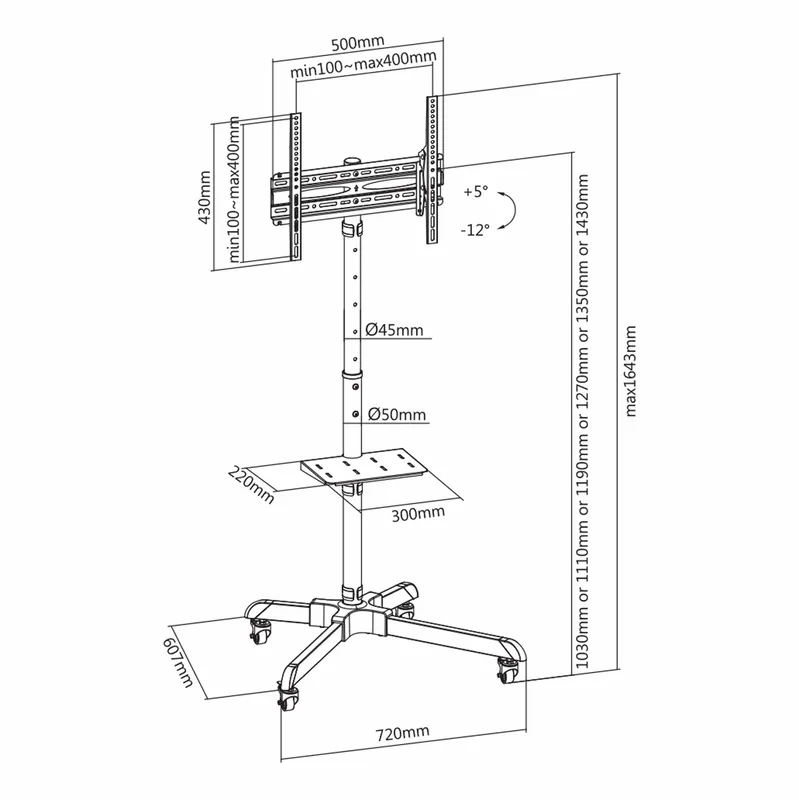 SBOX Mobile Floor Stand VESA 400/55