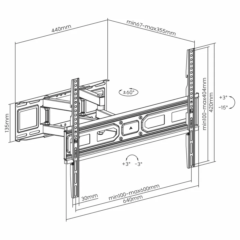 SBOX Full Motion Mount VESA 600/80