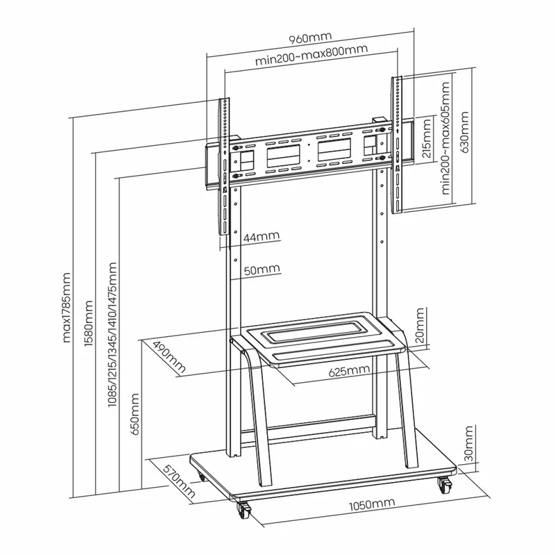 SBOX Mobile Floor Stand VESA 800/100