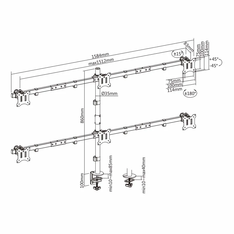 SBOX Monitor Desk Mount VESA 100/32