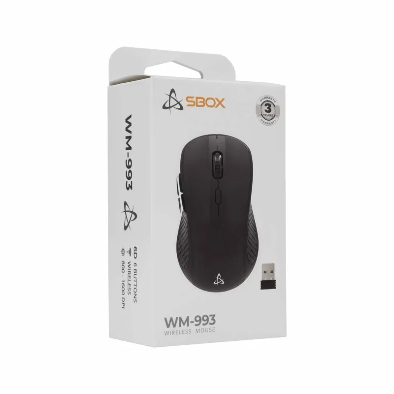 SBOX 2.4 GHz Wireless Mice 6D 1.600dpi Black - 9450344