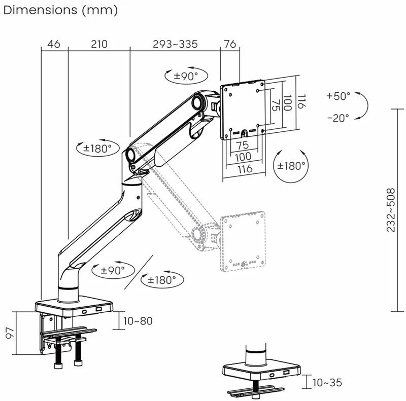 SBOX Monitor Desk Mount VESA 100/49