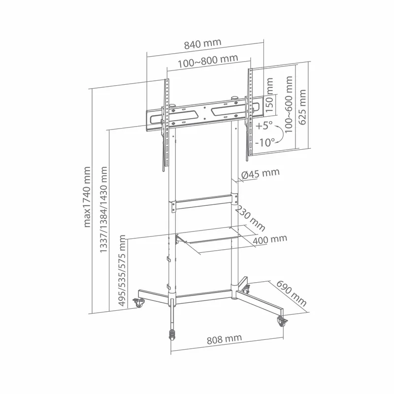 SBOX Mobile Floor Stand VESA 800/100