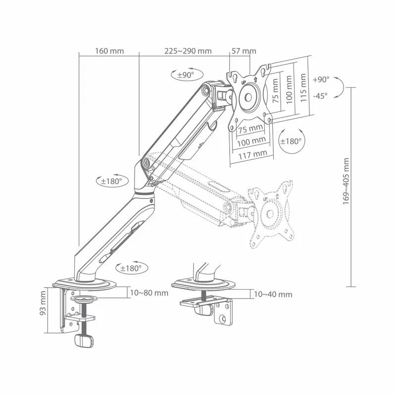 SBOX Monitor Desk Mount VESA 100/32
