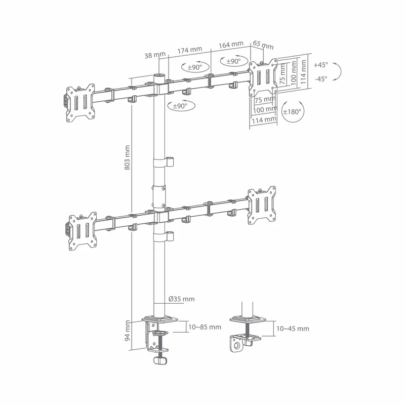 SBOX Monitor Desk Mount VESA 100/32