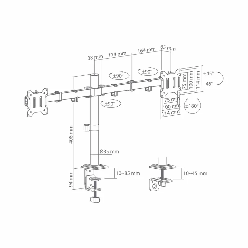 SBOX Monitor Desk Mount VESA 100/32