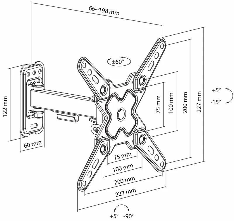 SBOX Full Motion Mount VESA 200/43