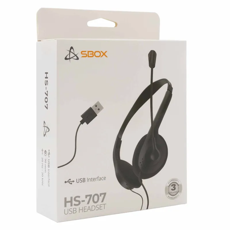 SBOX USB On-Ear Headset Black - 7326791