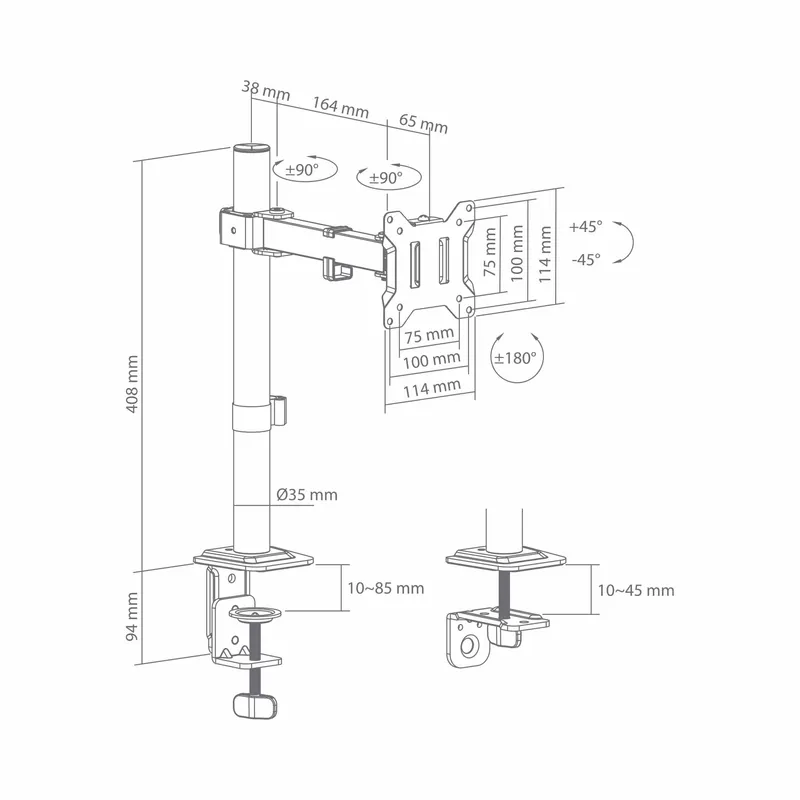 SBOX Monitor Desk Mount VESA 100/32