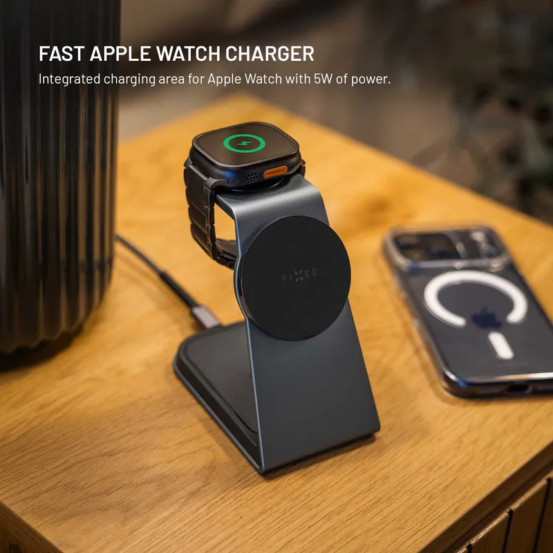 FIXED MagPowerstation Alu 3-in-1 Wireless Charging Stand Black - 8019455