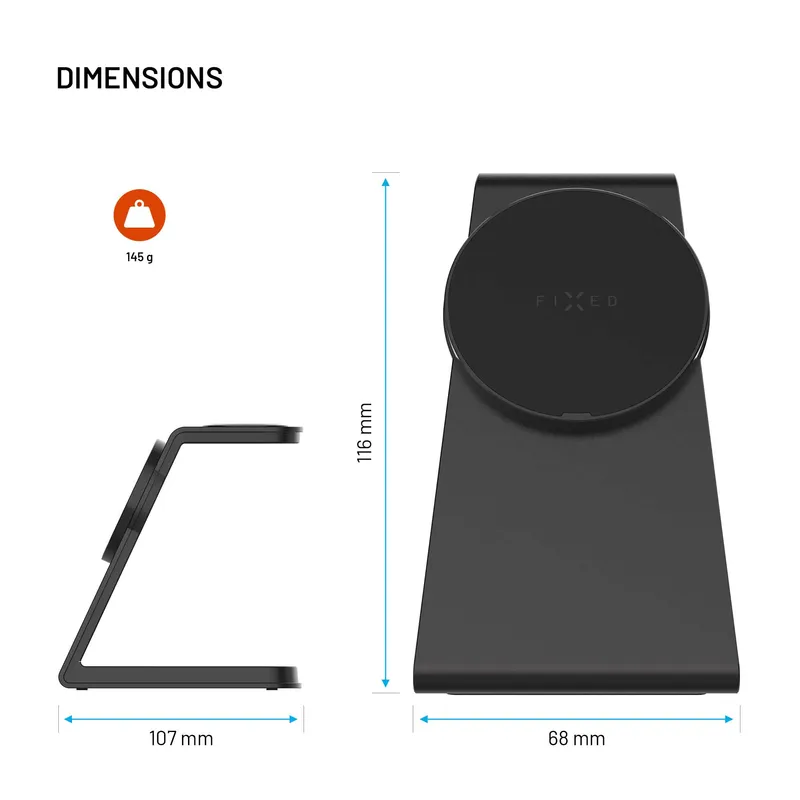 FIXED MagPowerstation Alu 3-in-1 Wireless Charging Stand Black - 8019455