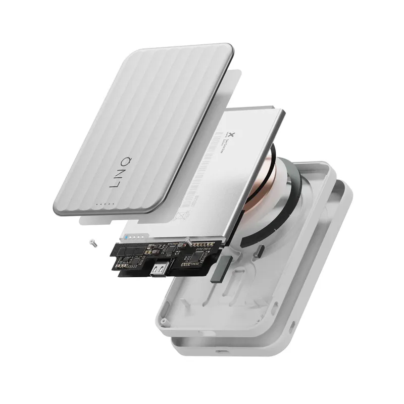 LINQ Magnetic Wireless QI2.2 Power Bank 25W/5.000mAh Silver - 7462338