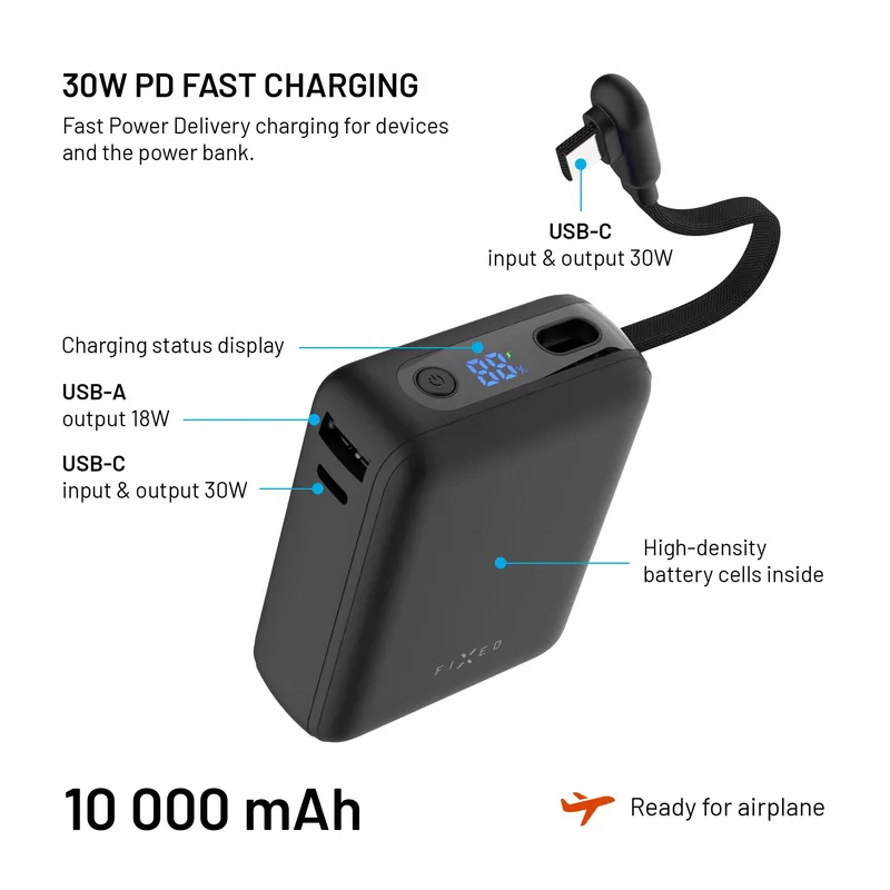 FIXED Zen10 Loop USB-C PD 30W 10.000mAh Power Bank Black - 8019279