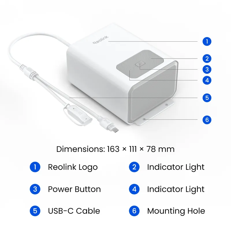 Reolink Rechargeable 12.800mAh Battery IP67 White - 3022867