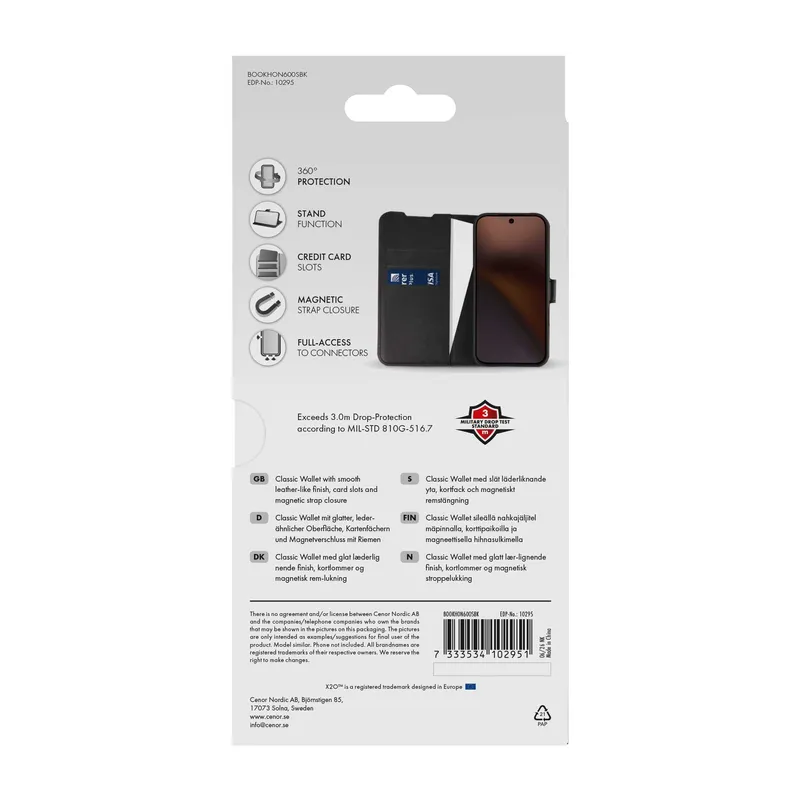 X2O Classic Wallet Honor 600 Smart Black - 3410295
