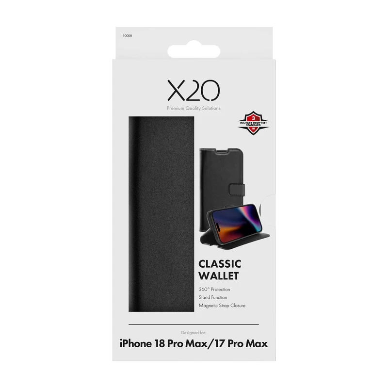 X2O Classic Wallet Apple iPhone 18 Pro Max/17 Pro Max Black - 3410008