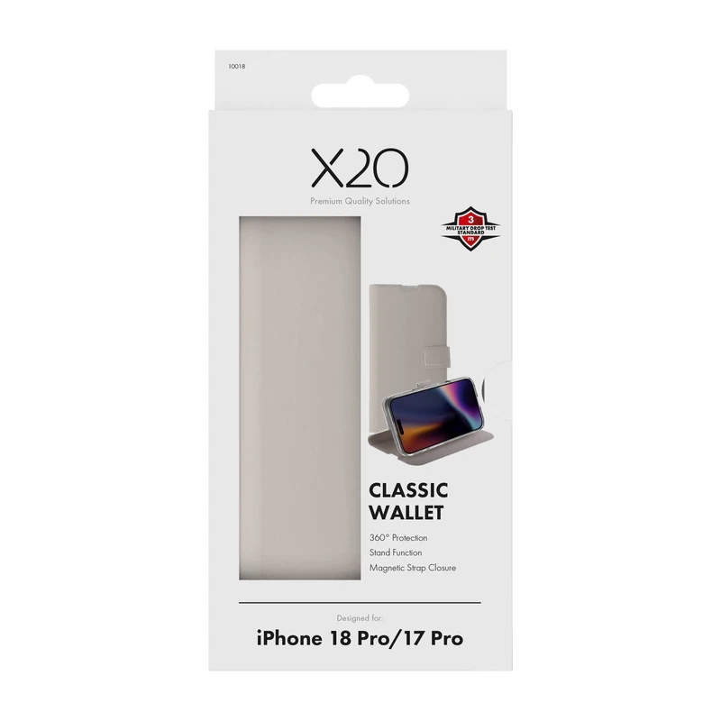 X2O Classic Wallet Apple iPhone 18 Pro/17 Pro Greige - 3410018