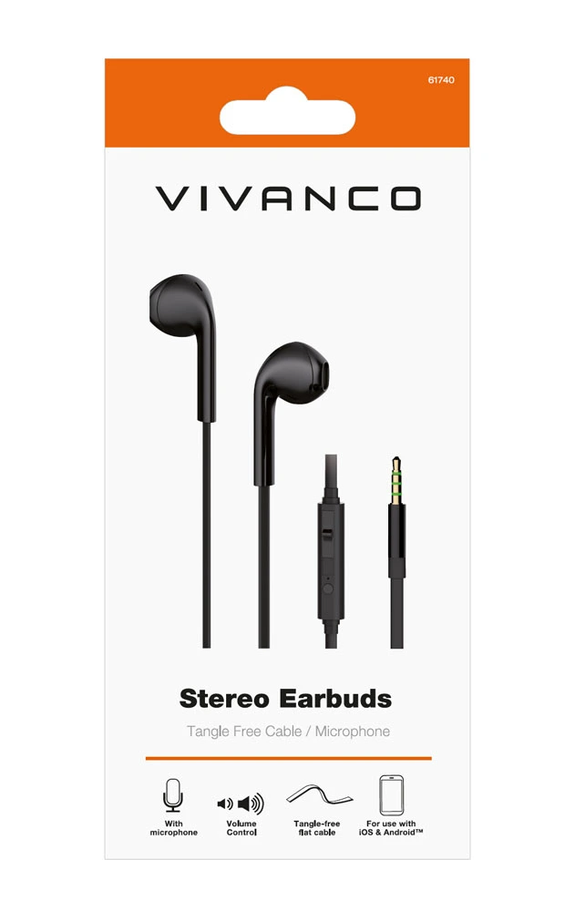 Vivanco Smart Pro In-Ear Eggshape Headset Black - 2861740