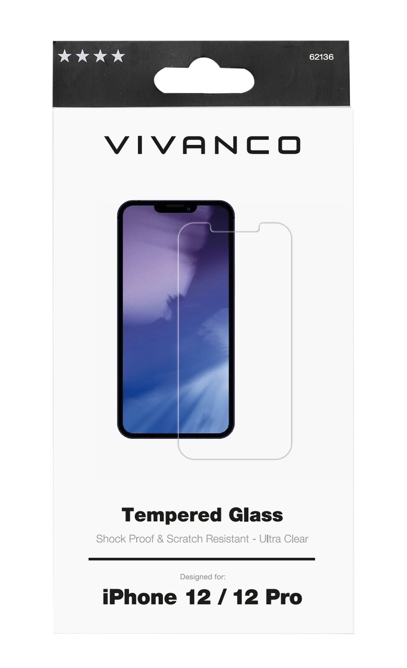 Vivanco Tempered Protect. Glass 9H iPhone 12 / 12 Pro - 2862136