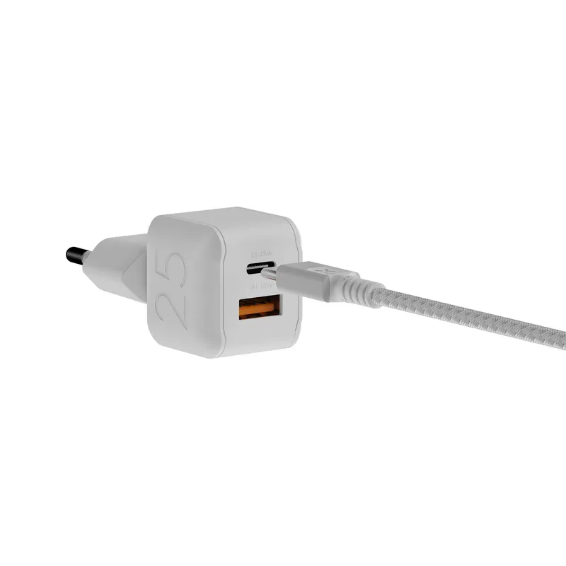 Xtorm 25W GaN3 NextGen Home Charger USB-C/A GRS White - 9510370