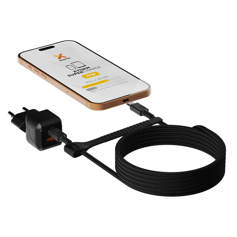 Xtorm 25W GaN3 NextGen Home Charger USB-C/A GRS Black - 9510371