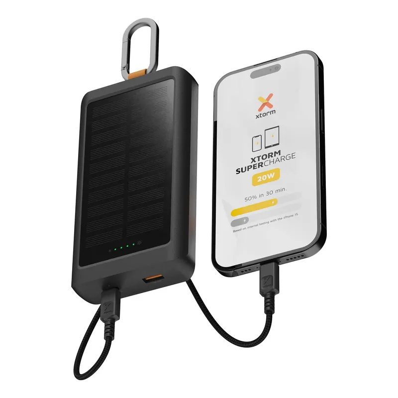 Xtorm Solar USB-A/C Power Bank 10.000mAh/20W with Flashlight Black - 9510355